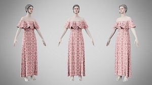 3D Dress 18 Crimson Bloom Lattice
