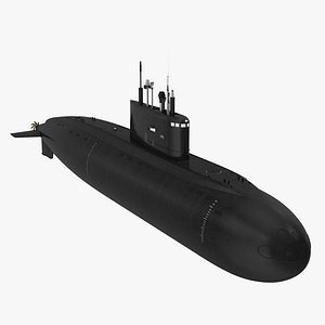 Diesel Electric Submarine Kilo Class Russian Rigged 3D Model