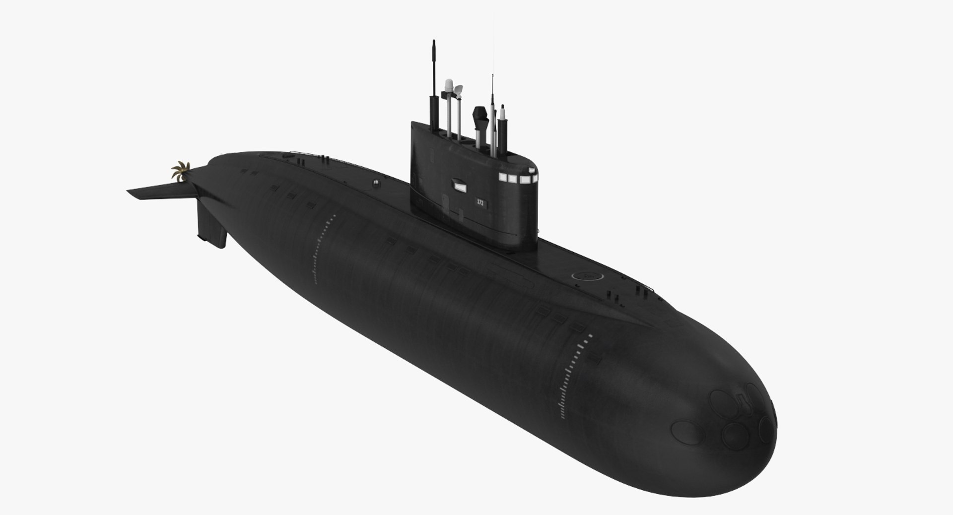 Diesel Electric Submarine Kilo Class Russian Rigged 3D Model 3D model preview
