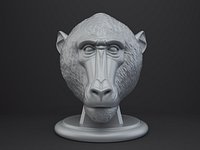 Baboon Bust - Animal Figurine