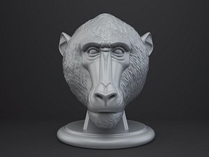 Baboon Bust - Animal Figurine
