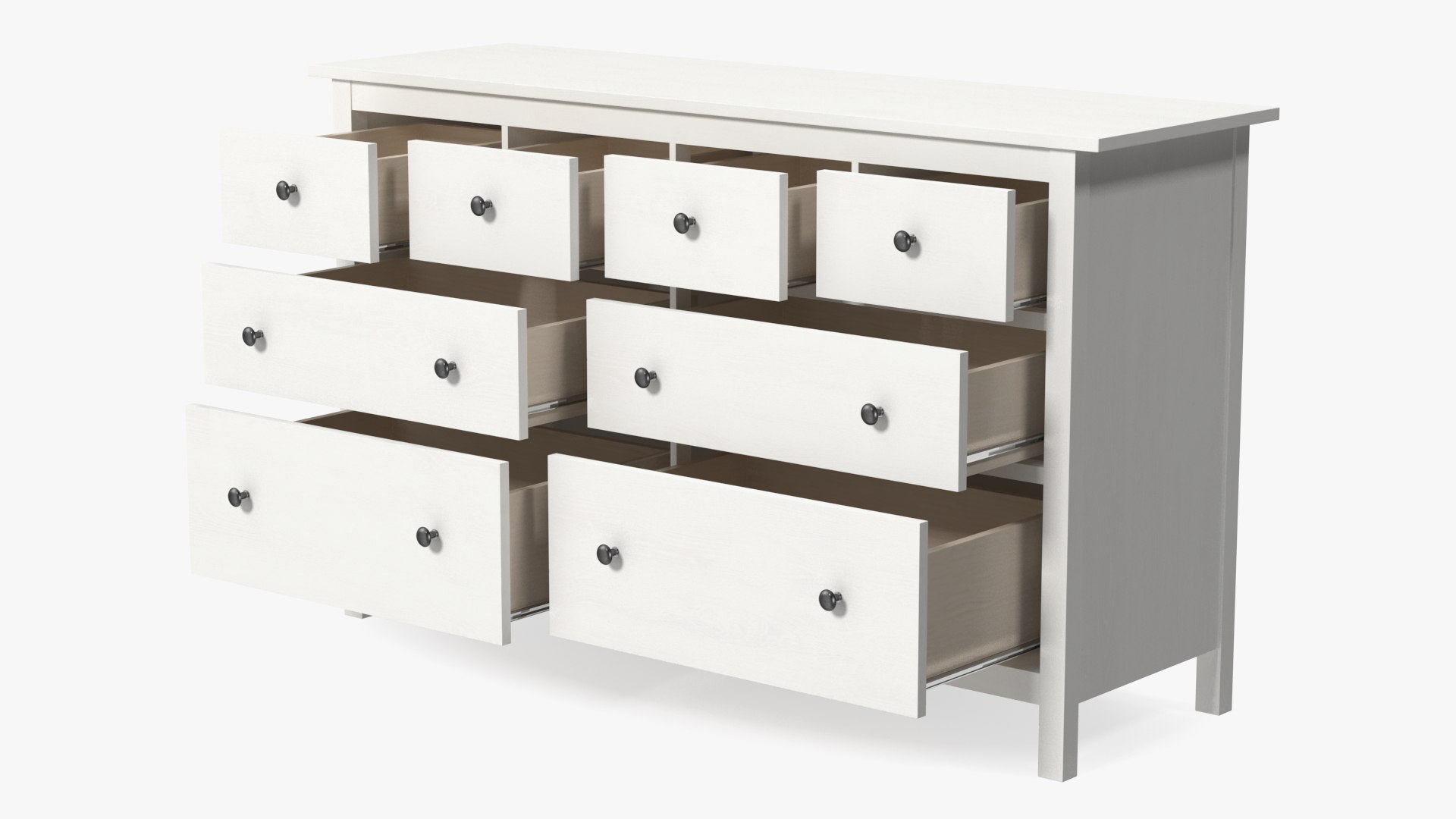 Ikea Hemnes 8 Drawer Dresser White Stain 3D Model - TurboSquid 1960967