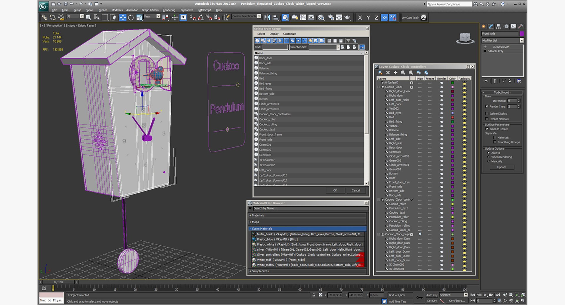 Pendulum Regulated Cuckoo Clock 3D - TurboSquid 1280994