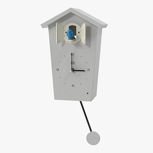 Pendulum Regulated Cuckoo Clock White Rigged 3D Model