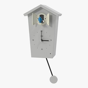 Pendulum Regulated Cuckoo Clock White Rigged 3D Model
