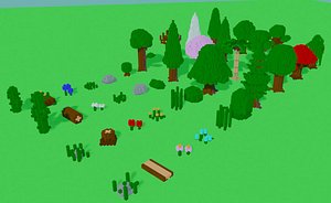 3D model voxel nature tree plants