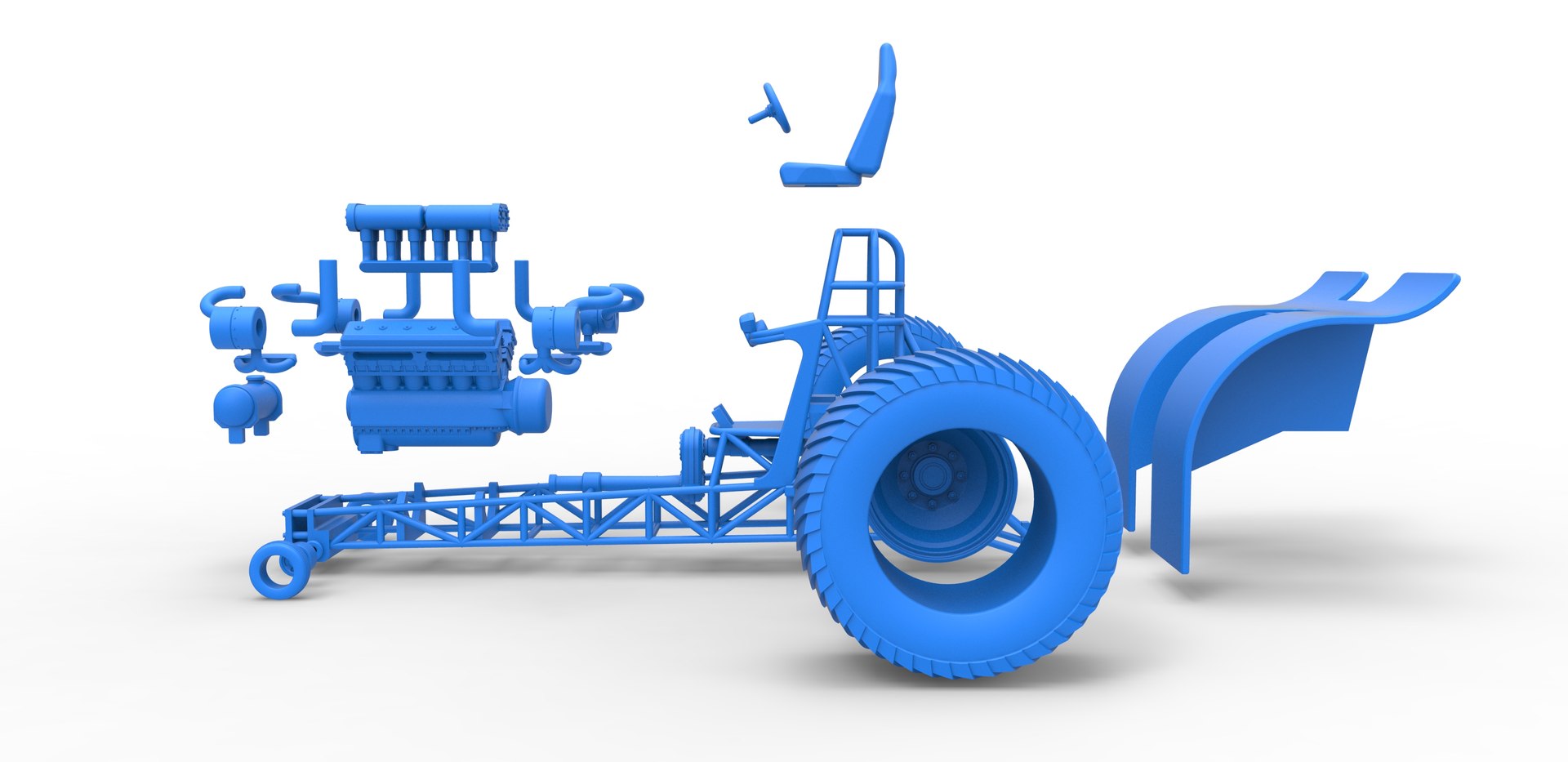Diecast Pulling Tractor With Single Turbo Engine V12 Version 2 Scale 1 ...
