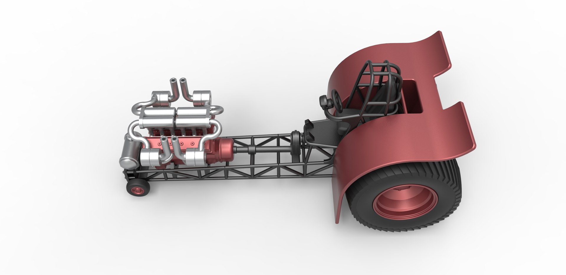 Diecast Pulling Tractor With Single Turbo Engine V12 Version 2 Scale 1 ...