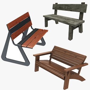 Street Bench 3 in 1 Collection 3D model