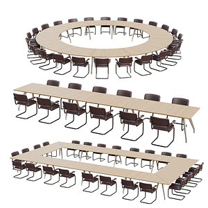 Meeting Table Set   6 Variations  3ds Max 2021  FBX  OBJ