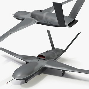 MQ20 Avenger Jet Powered Military Drone Gray Rigged for Maya