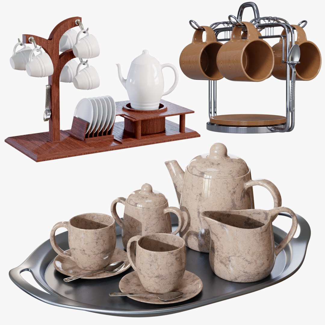 Coffee tools set Coffee mixer cup Arabic coffee tools Kettels 3D model