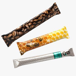Coffee honey tea stick sachet mockup