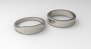 Architect Couple Ring Platinum 3D model
