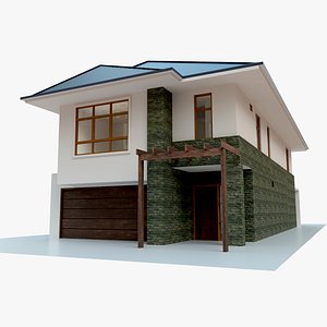 Two-Story House 3D Model with Detailed PBR Textures for Explosion Simulations and Arch Visualization
