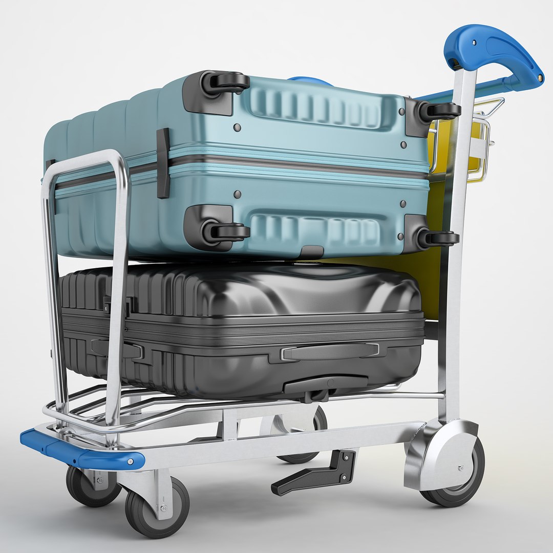3D Airport Luggage Trolley TurboSquid 1344493
