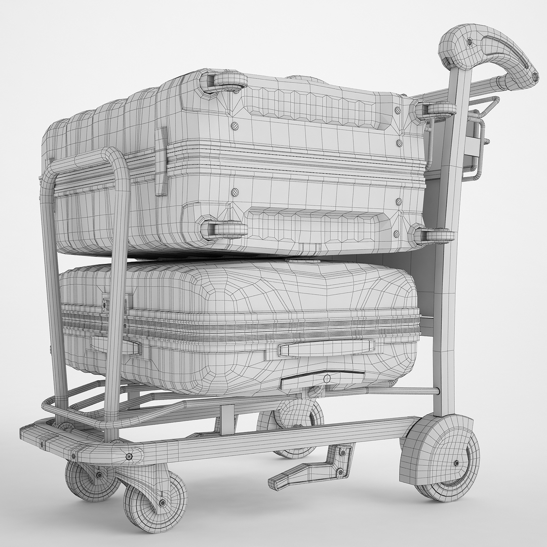 3D airport luggage trolley TurboSquid 1344493
