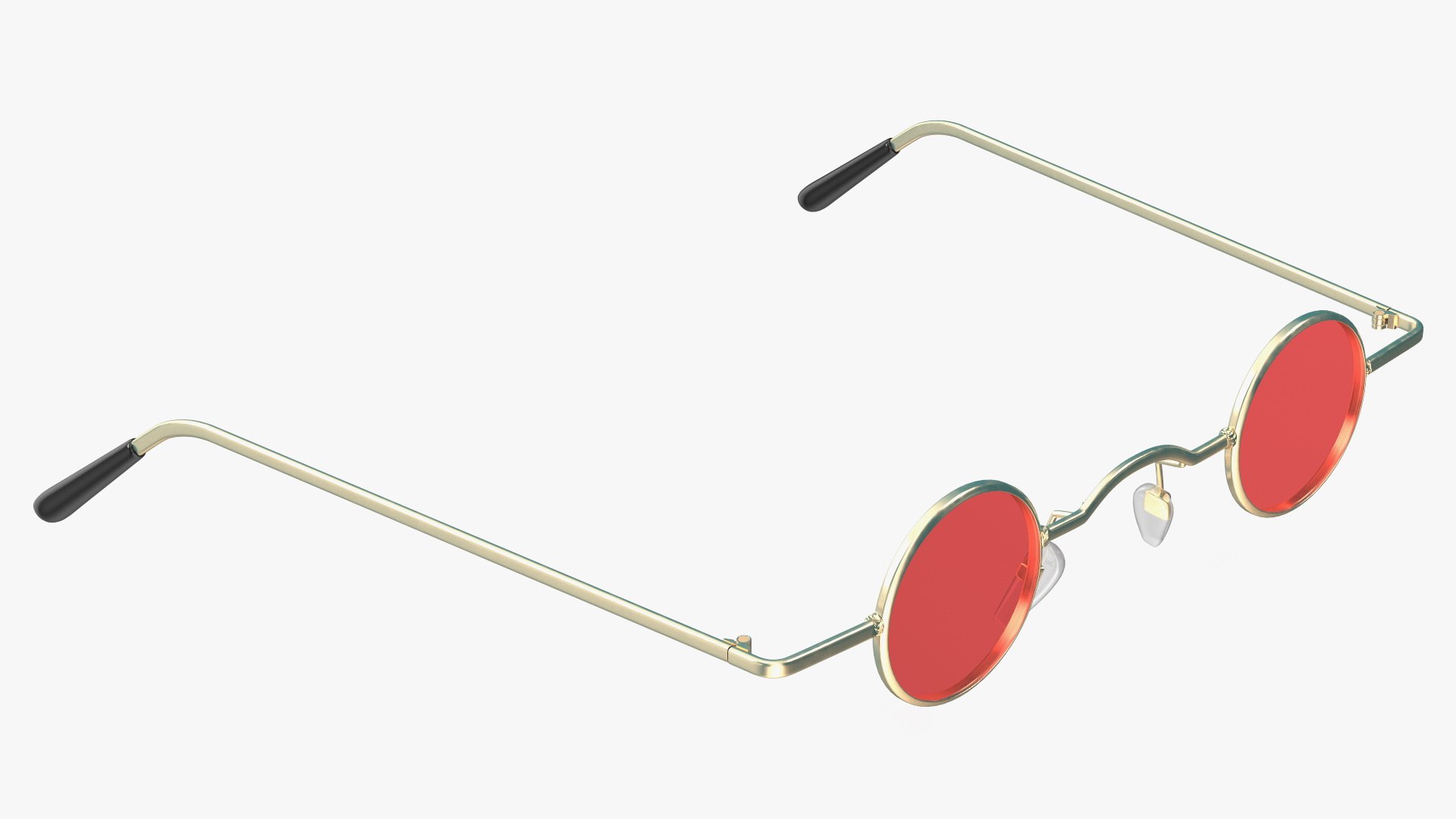 Super Ditsy Small Round Hippie Sunglasses Red 3D model preview