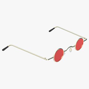 Super Ditsy Small Round Hippie Sunglasses Red 3D model