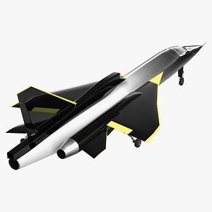 Prototype Supersonic Plane Dark Grey Rigged 3D