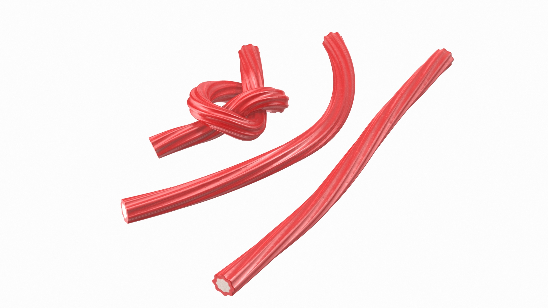 Red Gummy Candies Licorice Twisted Rope Set 3D Model - TurboSquid 1734552