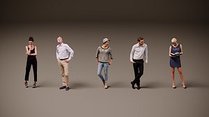 3D Collection of people x 5 00 model