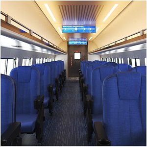 3D Detailed Passenger Interior Train Car