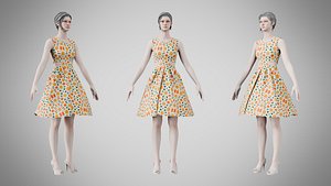3D Dress 33 Retro Geometric Abstract model