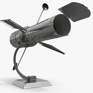 3D Kennan KH-11 Orbital Telescope Miniature on Stand Silver