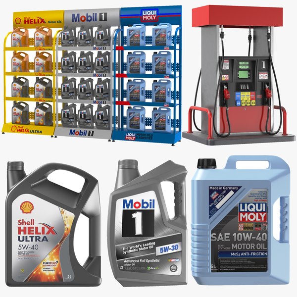 3D Two Detailed Gas Station Equipment