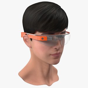 Chinese Schoolboy Head with Google Glasses