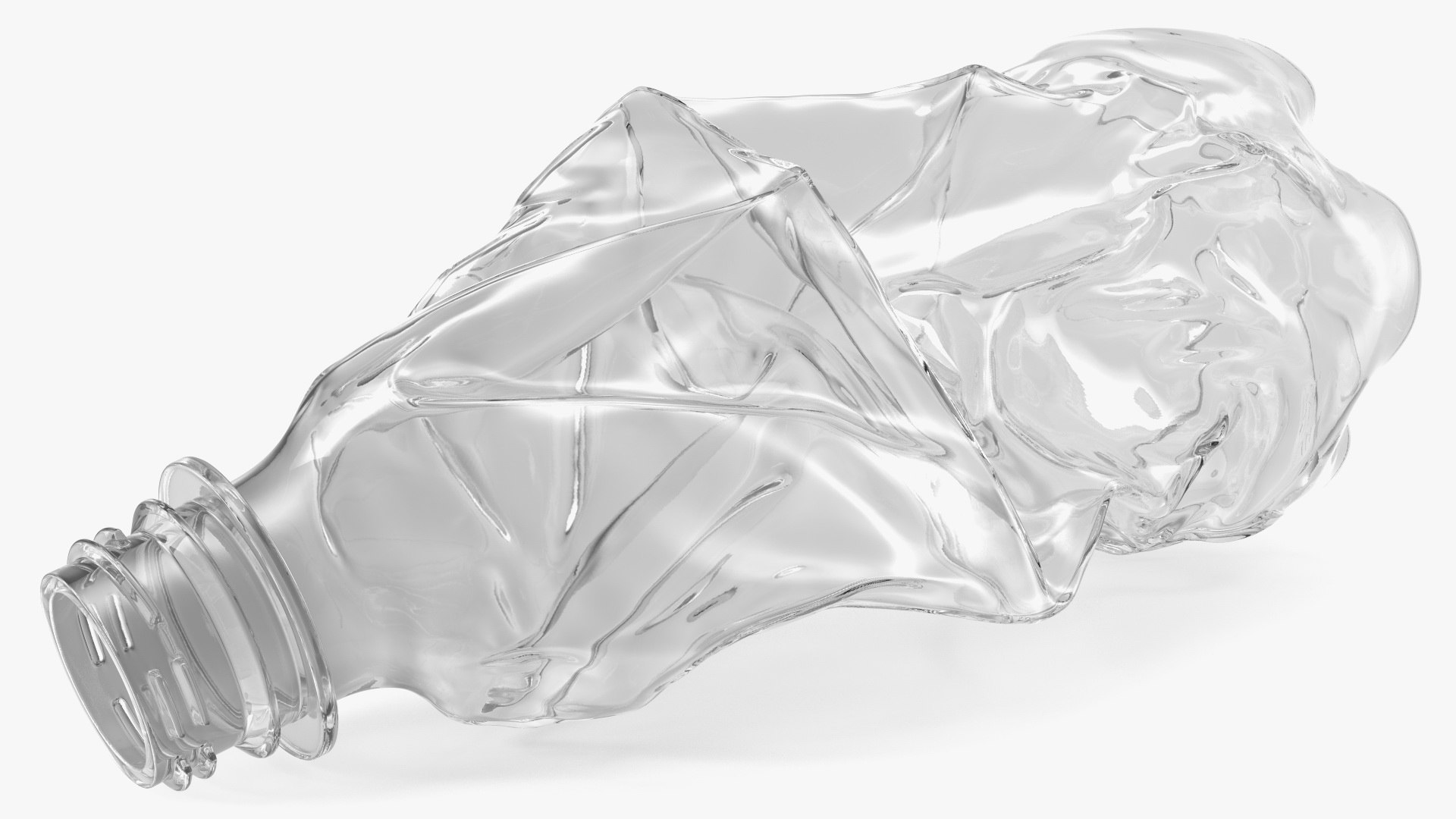 Crushed Empty Plastic Bottle White 3D model preview