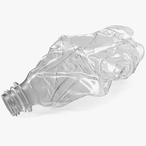 Crushed Empty Plastic Bottle White 3D