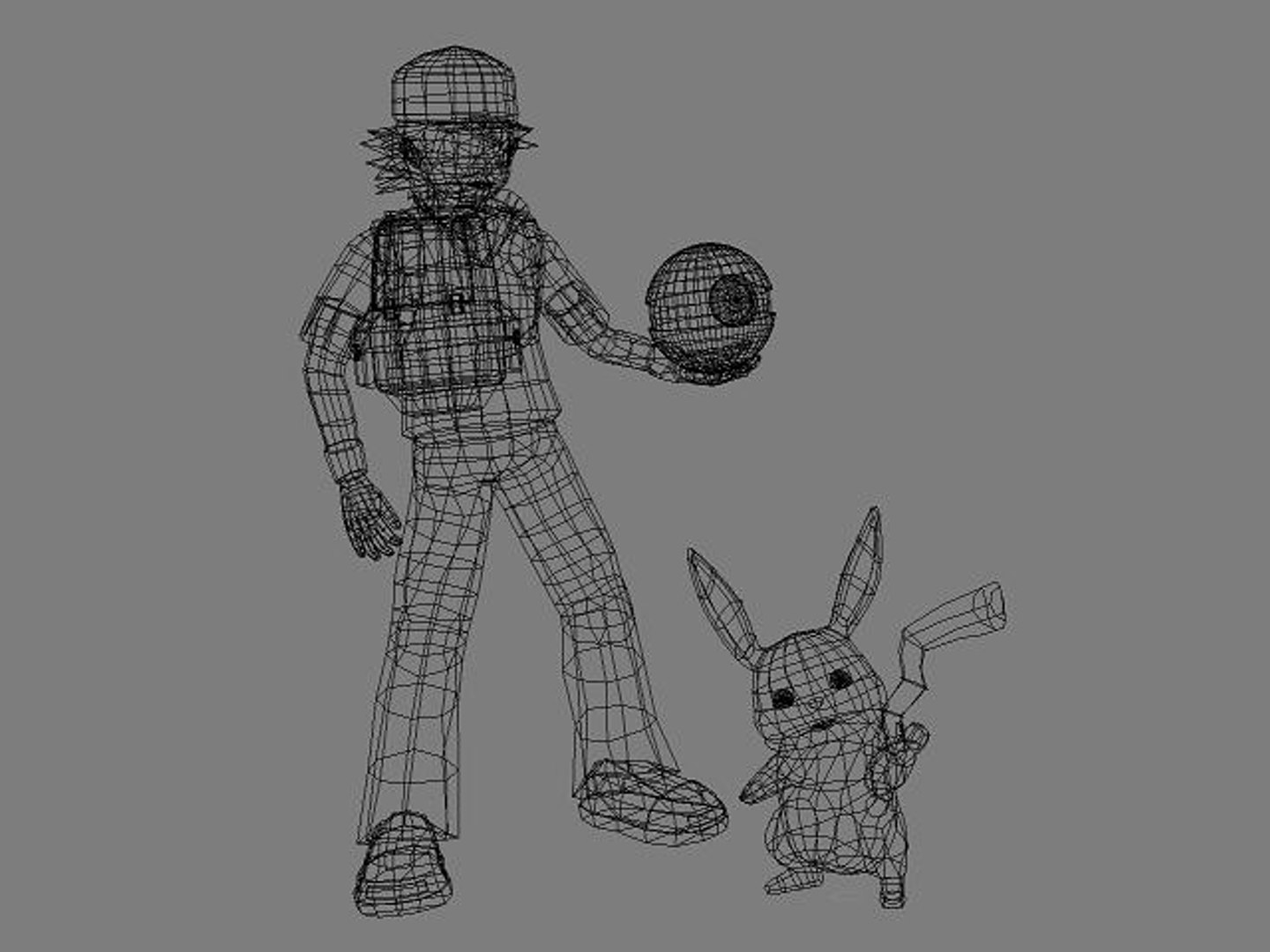 Ash Poke Pikachu Characters 3d Model