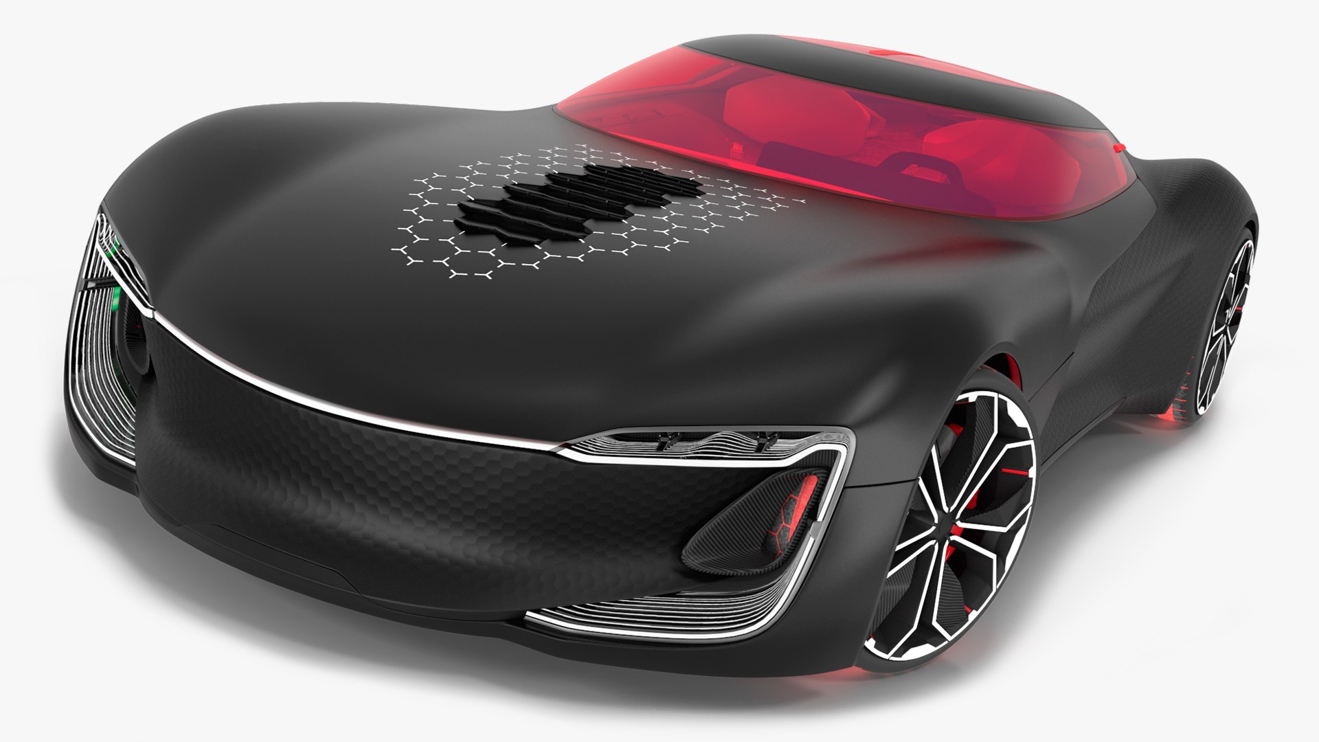 Electric Sports Car Black Rigged 3D model preview