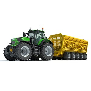 Tractor with Cane Trailer 3D model
