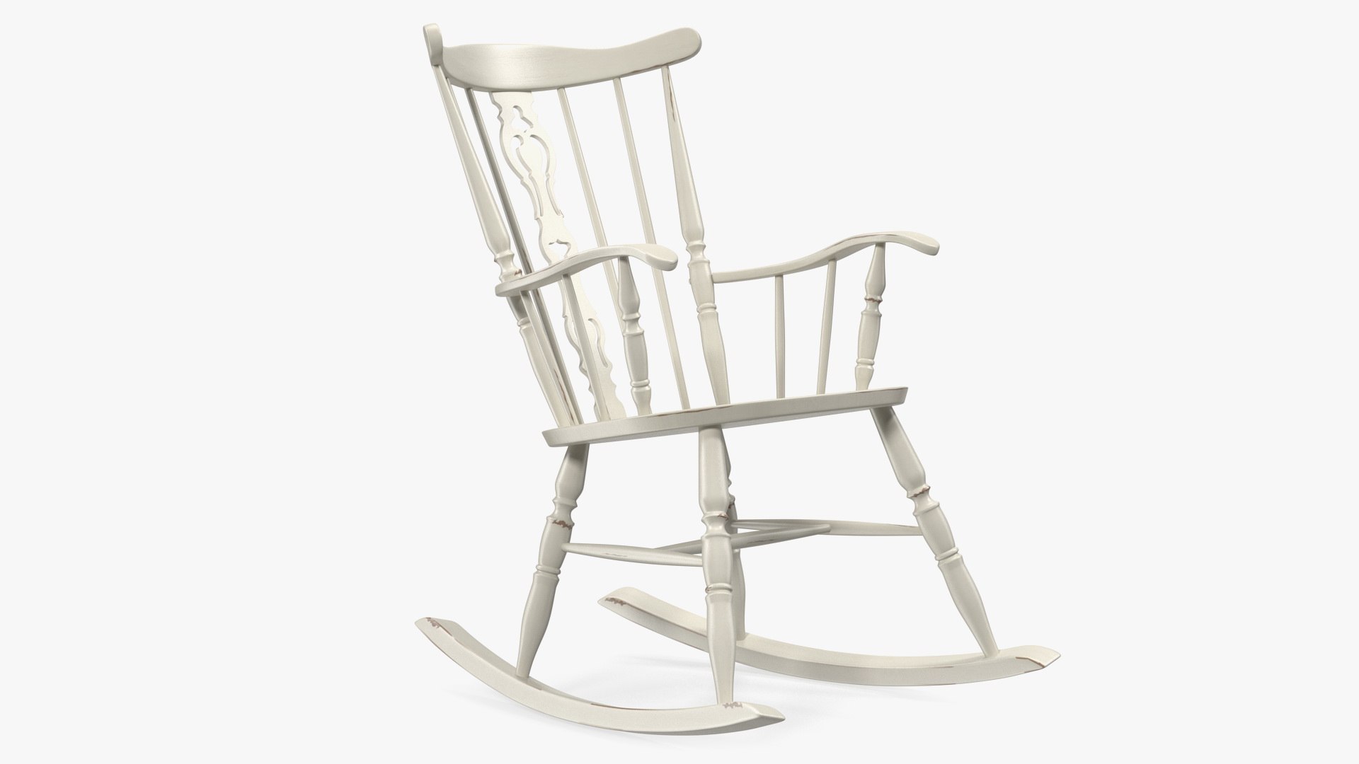 Antique Wooden Rocking Chair 3D model preview