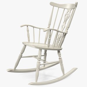 3D antique wooden rocking chair model