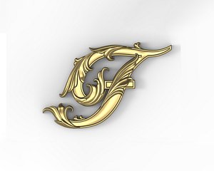 3D Letter F Floral model