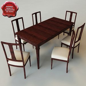 3d dinner table chairs model