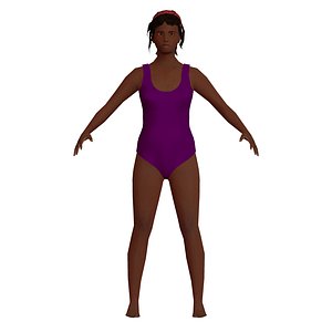 3D black woman swimsuit model
