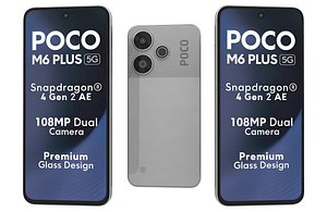 Xiaomi Poco M6 Plus 5G Ice Silver Low Poly 3D
