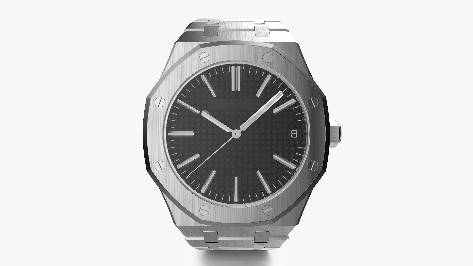 Luxury Royal Watch Black Stainless Steel Selfwinding Chronograph 3D model preview