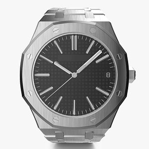 3D Luxury Royal Watch Black Stainless Steel Selfwinding Chronograph