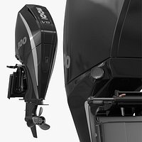 V8 Outboard Engine 300HP Black White