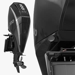 V8 Outboard Engine 300HP Black White