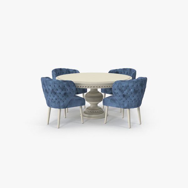 3d Blue Fabric Velvet Dining Table Set, Velvet Dining Table Chairs Set Of 4