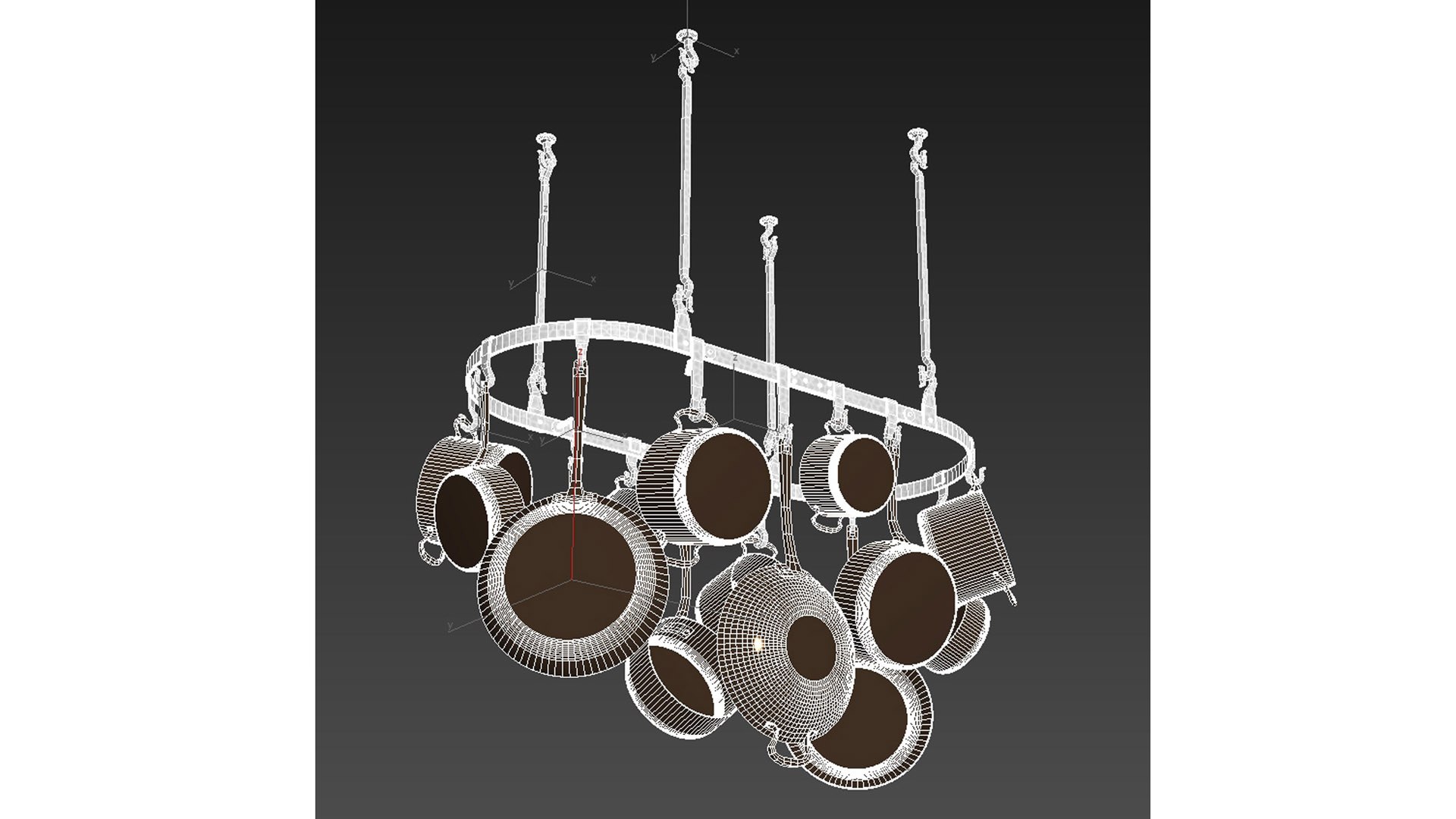 3D Ceiling Mounted Copper Pot Pan Rack - TurboSquid 2184393