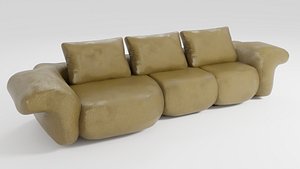 3D Soft sofa in yellow tones in a modern style