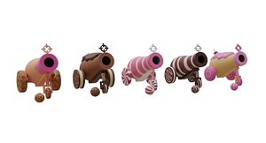 3D Low Poly Cute Cannons model